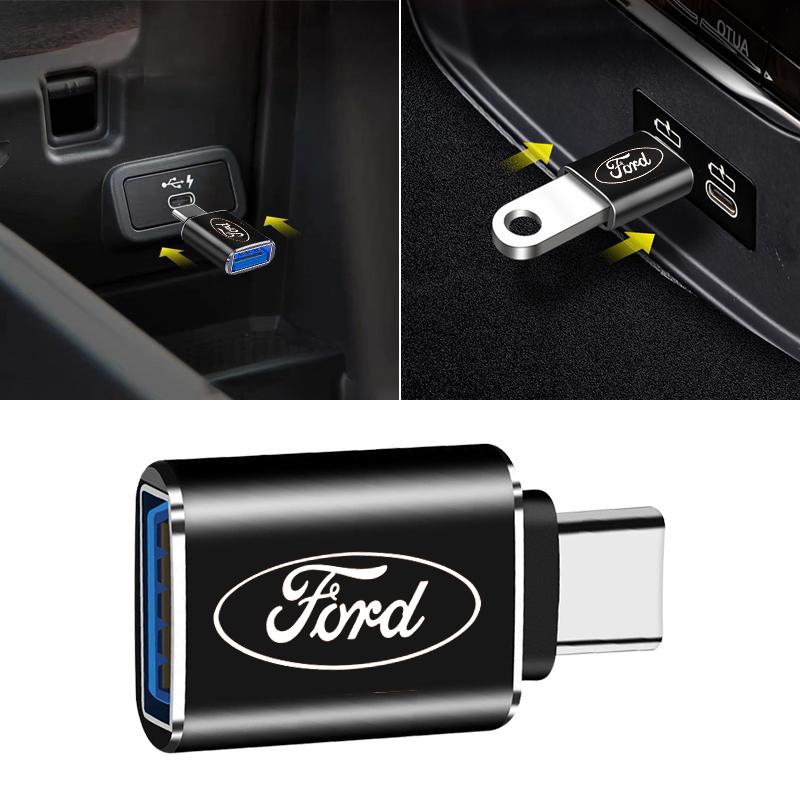 1Pcs Car Usb Type C Cable Converter Charging Adapter Car Accessories For Ford Focus Mondeo Kuga Fiesta MK7 Escort Explorer Edge 2 4 MK2 MK4