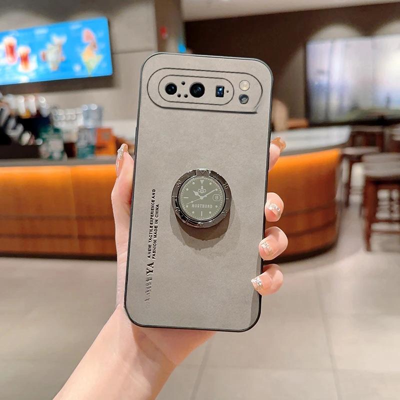 

Для Google Pixel 9 Pro XL чехол-подставка из овчины с кольцом для телефона для Pixel 9Pro XL матовая защита линз противоударная задняя крышка Pixel 9 Pro XL серый