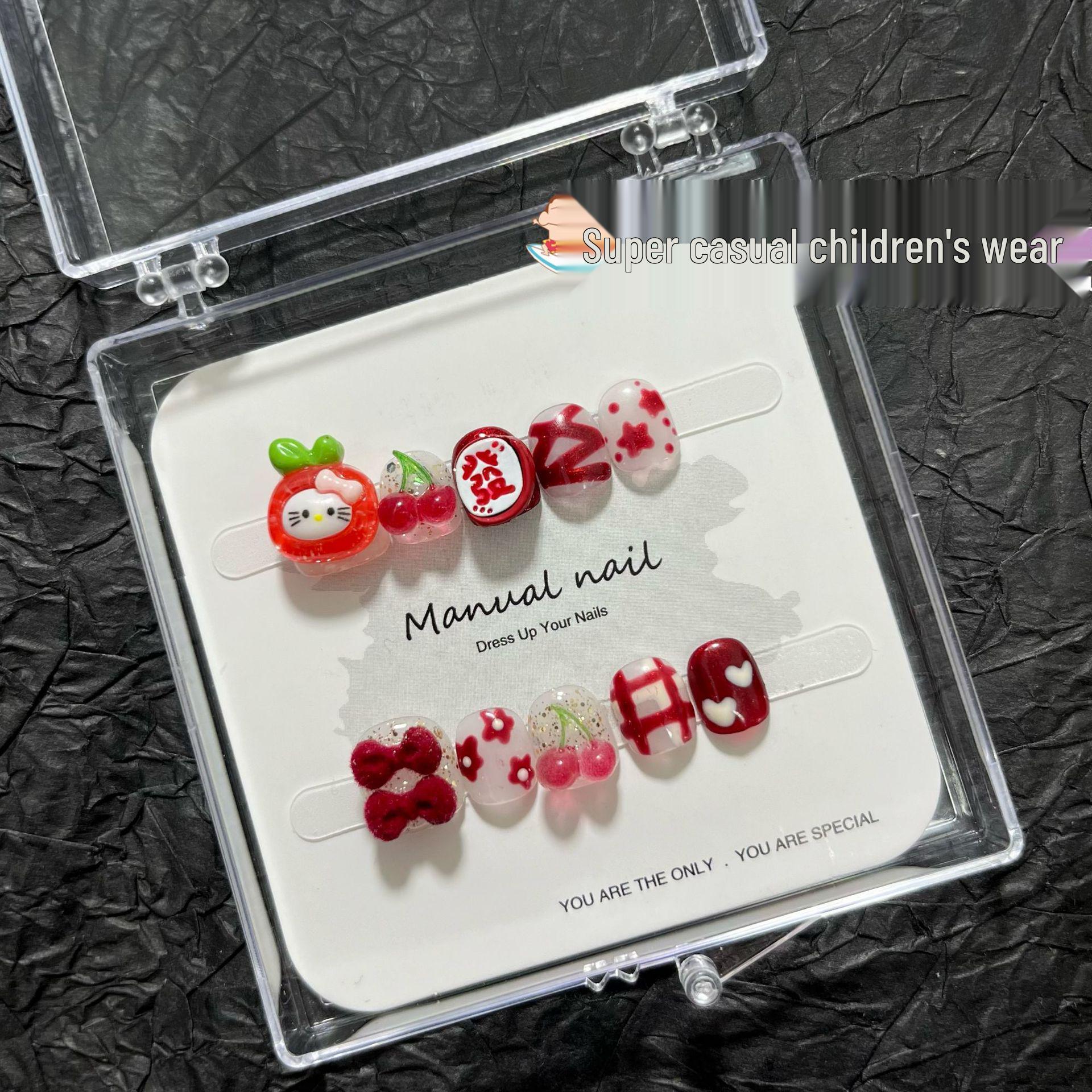 

Kids Cute Cartoon Nail Art Stickers - Removable, Handmade, Short & Round (S120) Extra Small (3-4 years)