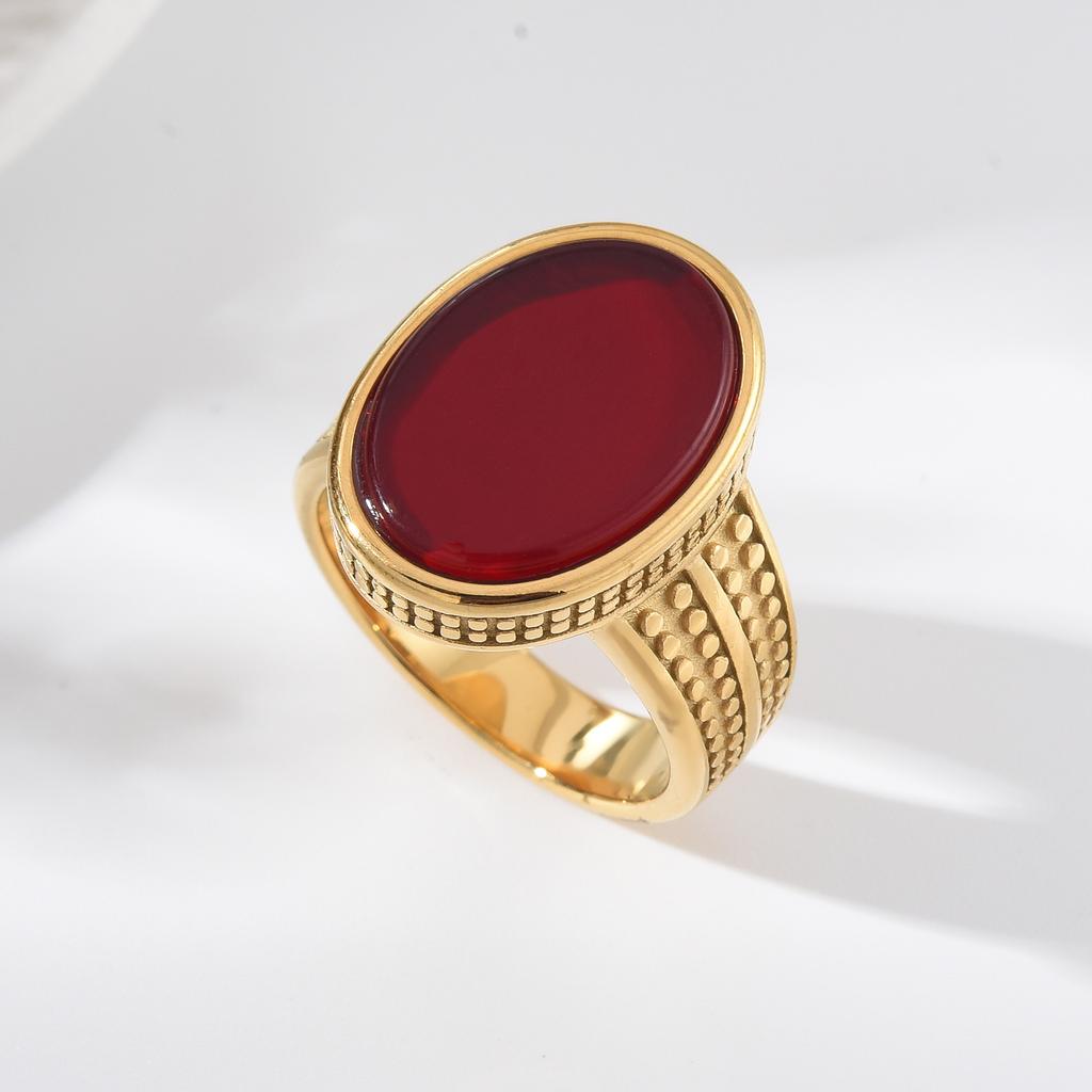 Natural tiger's eye stone rings and trendy black onyx rings are made of 316L stainless steel with 18k gold plating.