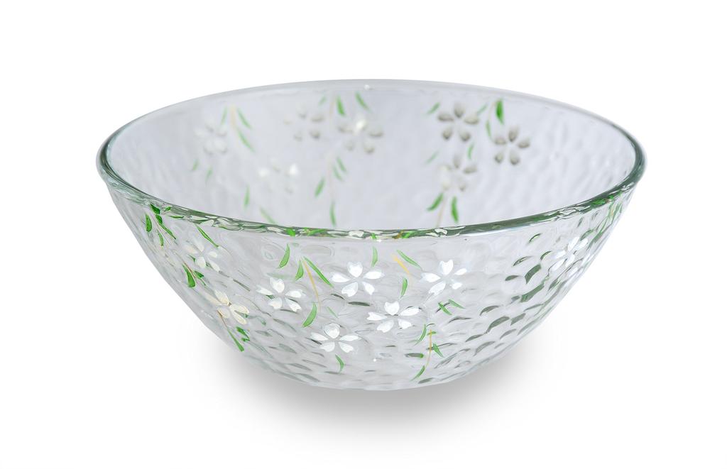 Yagi Kaiho Painted Glass Small Bowl Cherry Kaiho, Kiln, Kyoto-style (weeping Blossom)