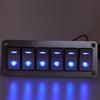 6 Gang Rocker Switch Panel 12V 24V Blue LED Waterproof SPST On Off Pre Wired Switch for Car Boat Tru