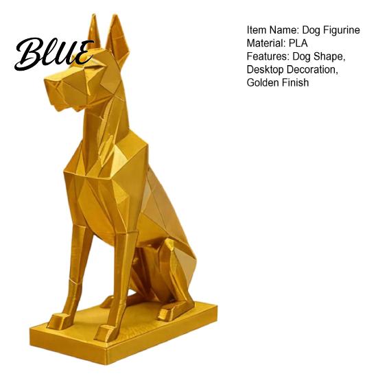 One-piece Molded Dog Figure 3D Printed Geometric Doberman Figurine, Golden Decorative Sculpture, Modern Animal Tabletop Ornament Statue for