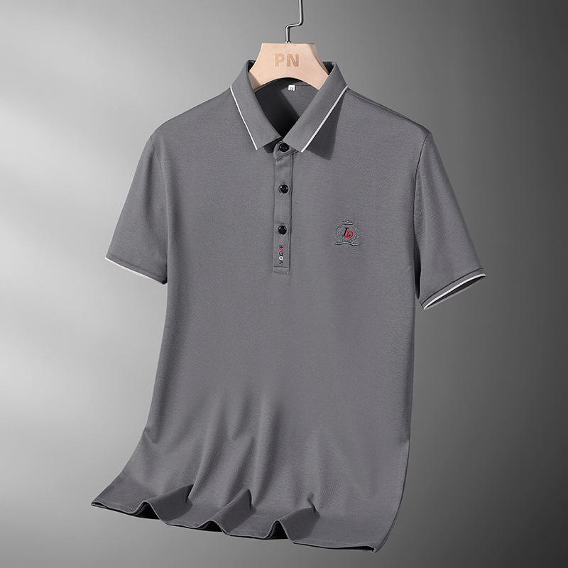 Letní pánské jednobarevné polokošile s krátkým rukávem prodyšné volné ležérní pánské tričko s krátkým rukávem