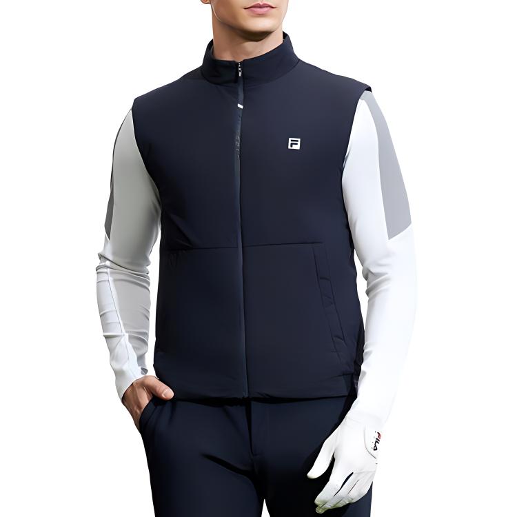 FILA Golf Series Letter Print Stand Collar Sports Cotton Vest Men Vests Legendary-Blue A11M415903F-NV
