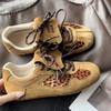 Leopard Print Inner Height Increase German Training Shoes Women's 2025 New Autumn Leather Retro Forrest Gump Shoes Versatile Sports and Leisure B