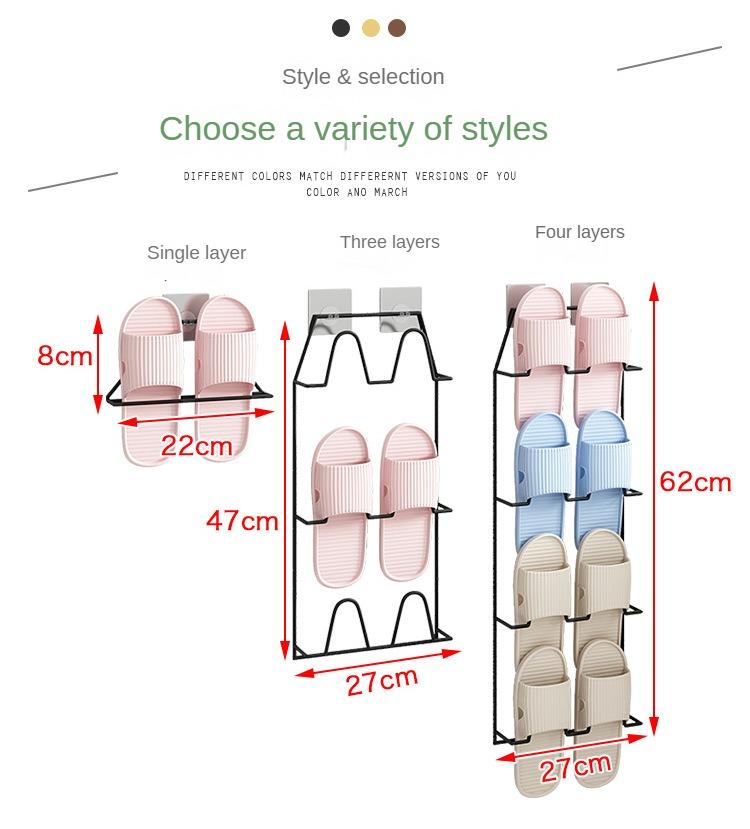 Bathroom Slipper Rack Wall-mounted Wall-mounted Toilet Shoe Storage Hanging Toilet Non-perforated Shoe Rack Shelf