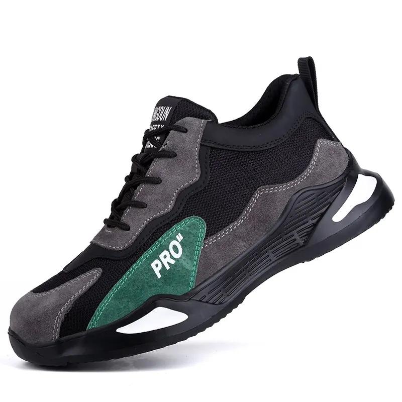 

Men Puncture-Proof Work Sneakers Male Work Boots Indestructible Footwear Fashion Safety Shoe Mens Boots Steel Toe Shoes 40 чёрный