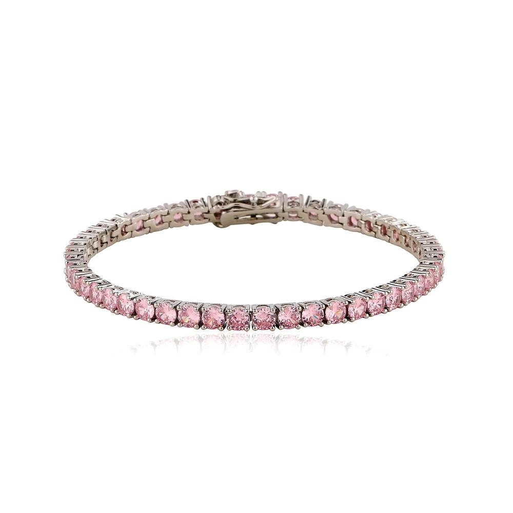 Bracciale Tennis Iced Out a Riga Singola con Zirconi Colorati in Ottone Placcato Rodio Gioielli di Moda per Donna Regalo