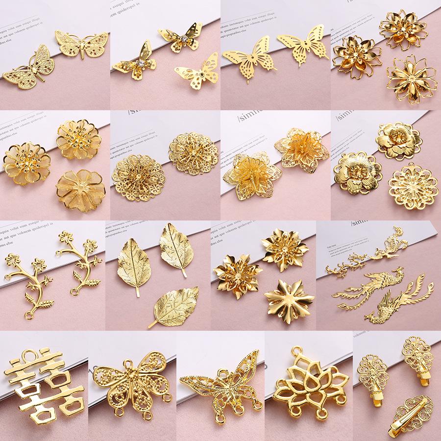Handmade Metal Hollow Iron Flower and Dragon Phoenix Butterfly Hair Accessory Components