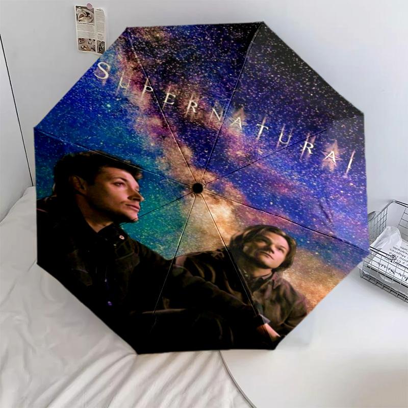 

1 PC Automatic Folding Umbrella - Cartoon Pattern, Portable & Foldable Design with 45 Ribs, Christmas Birthday Gifts