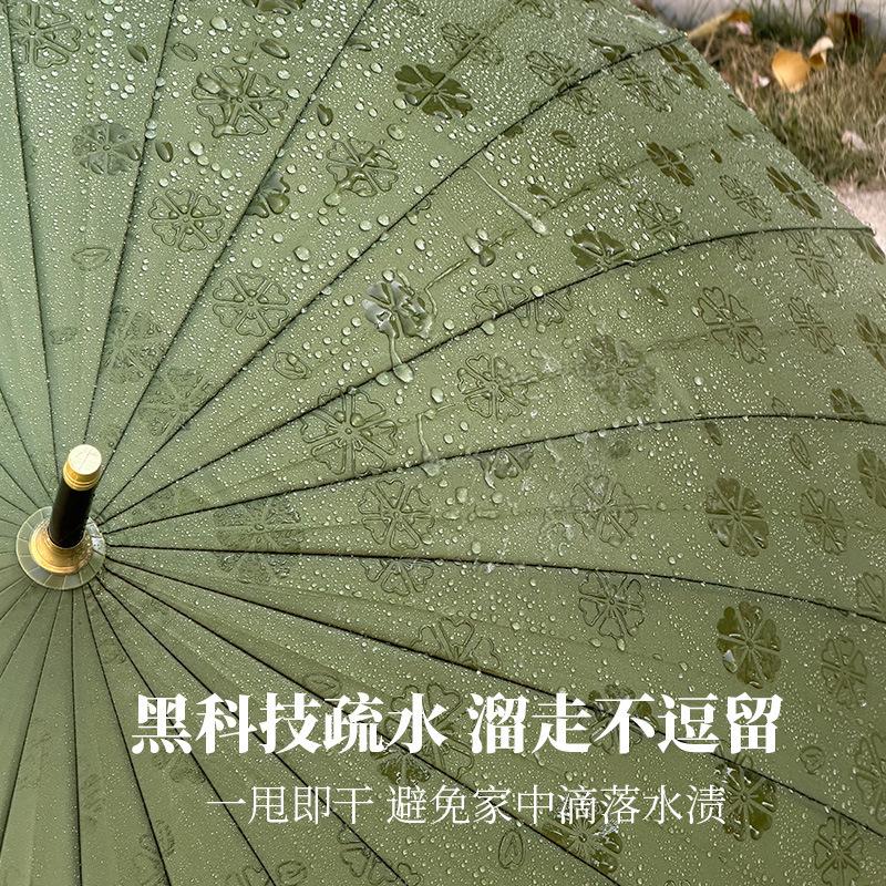 11 Bone Flowering Umbrella Large Automatic Long Handle Straight Rod Umbrella Double Weather and Rain Business Reinforced Anti-Wind Umbrella