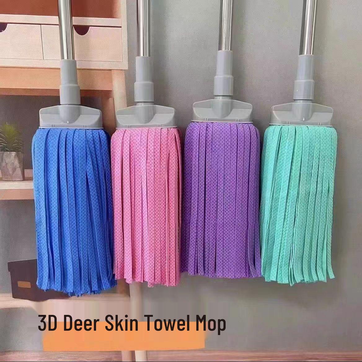 

Deerskin Cloth Mop: One-Wipe Clean for Wood Floors, Wet/Dry Dual-Use, No Hand Washing Needed, Streak-Free, Lint-Free, Perfect for Easy Home Cleaning. 2026 upgrade: Single head, reinforced larger pole