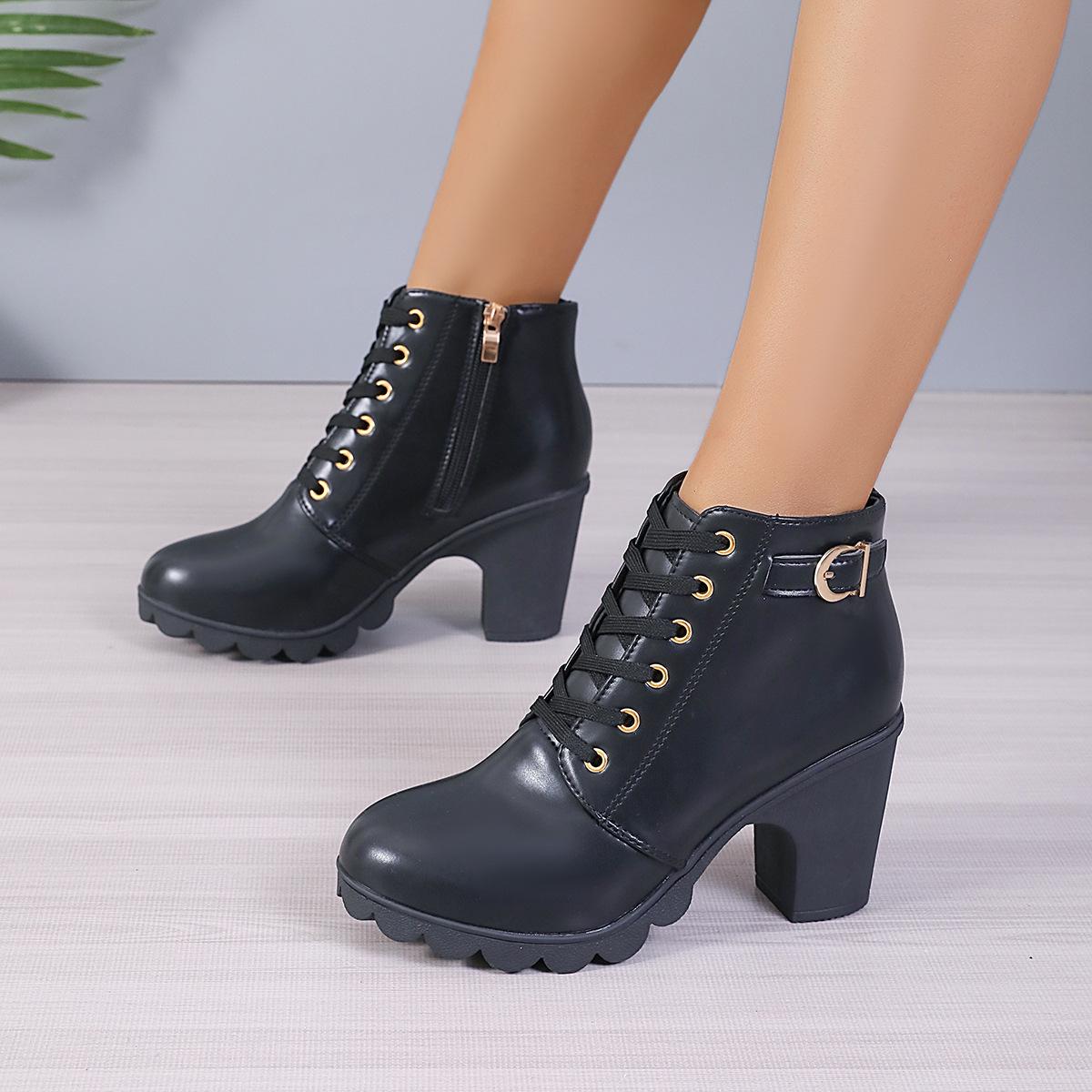 

Women s Plus Size Chunky Heel Lace-Up Martin Boots - New Fashion Autumn 2024 36 армія зелений колір