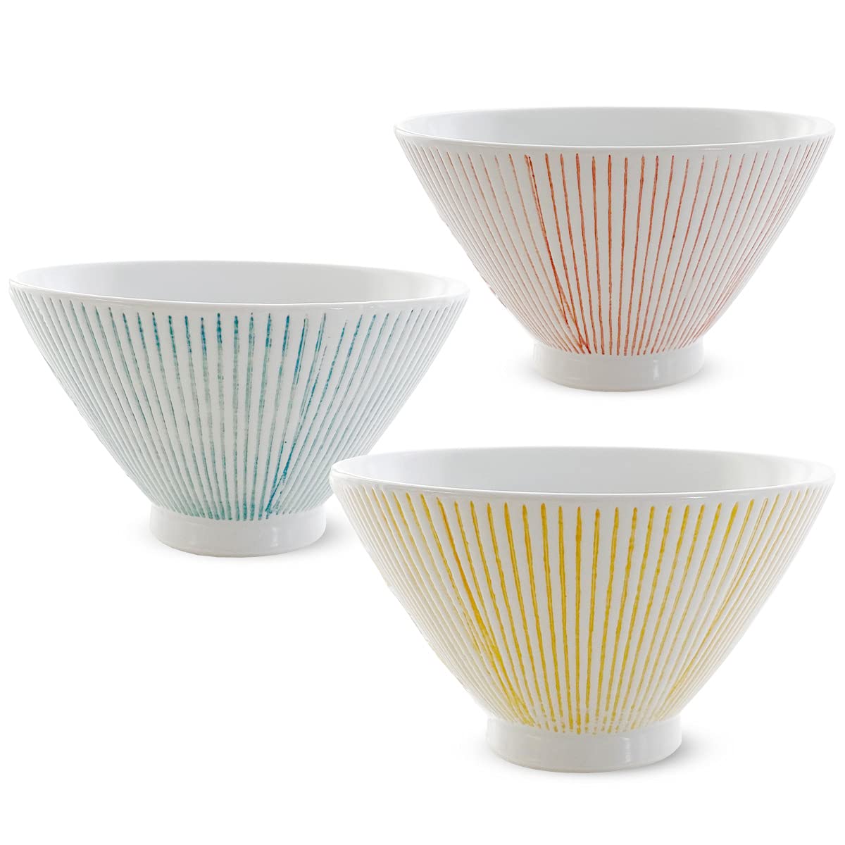 

Kunzan Kiln Rice Rice Set of Striped J-kitchens Bowls, Bowls, 3,