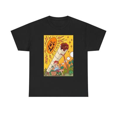 Giant Joint Trippy Sun Mushrooms T-Shirt NEW Gift Unisex Heavy Cotton Tee Unisex T-Shirt