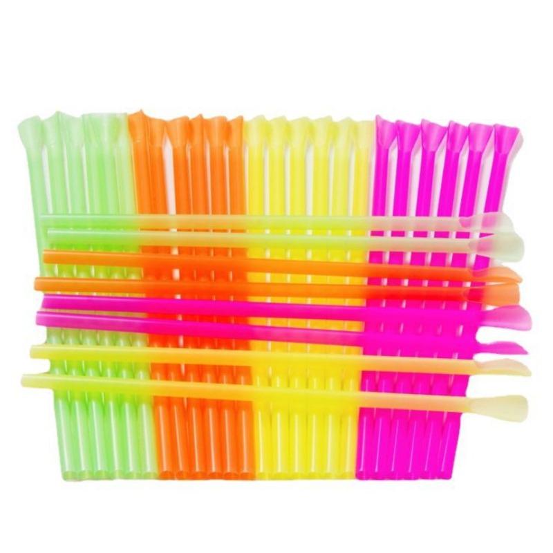 Spoon Tube Art StrawDisposable Straw with Spoon Shaved Ice Straw Spoon-shaped Straw