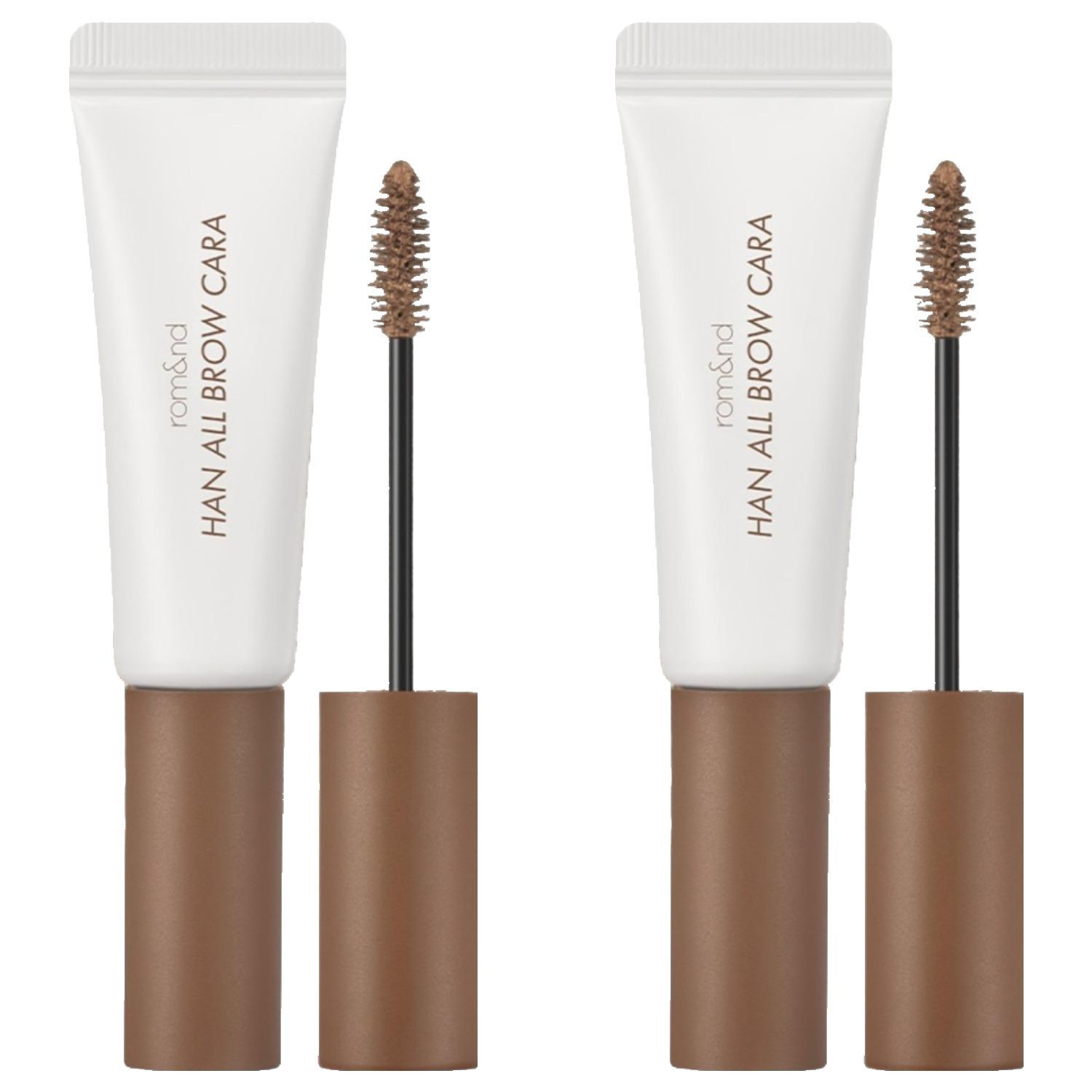 rom&nd Han All Brow Cara 02 Mild Woody (2 Pack) - Natural Fixing Vegan Eyebrow Mascara 9g