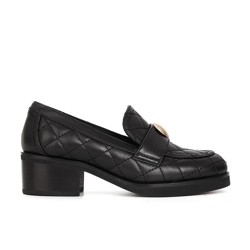 [] Soft sheepskin~ Rhombus love buckle thick heel lazy women's single shoes