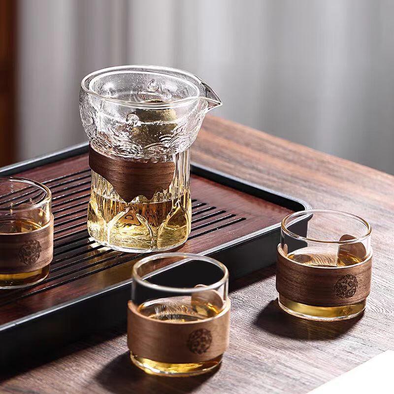 Shang Qi Rotating Glass Teapot Set with Infuser & 4 Cups