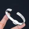 Natural Blue Lace Agate Gemstone Bangle Adjustable 925 Sterling Silver For Women
