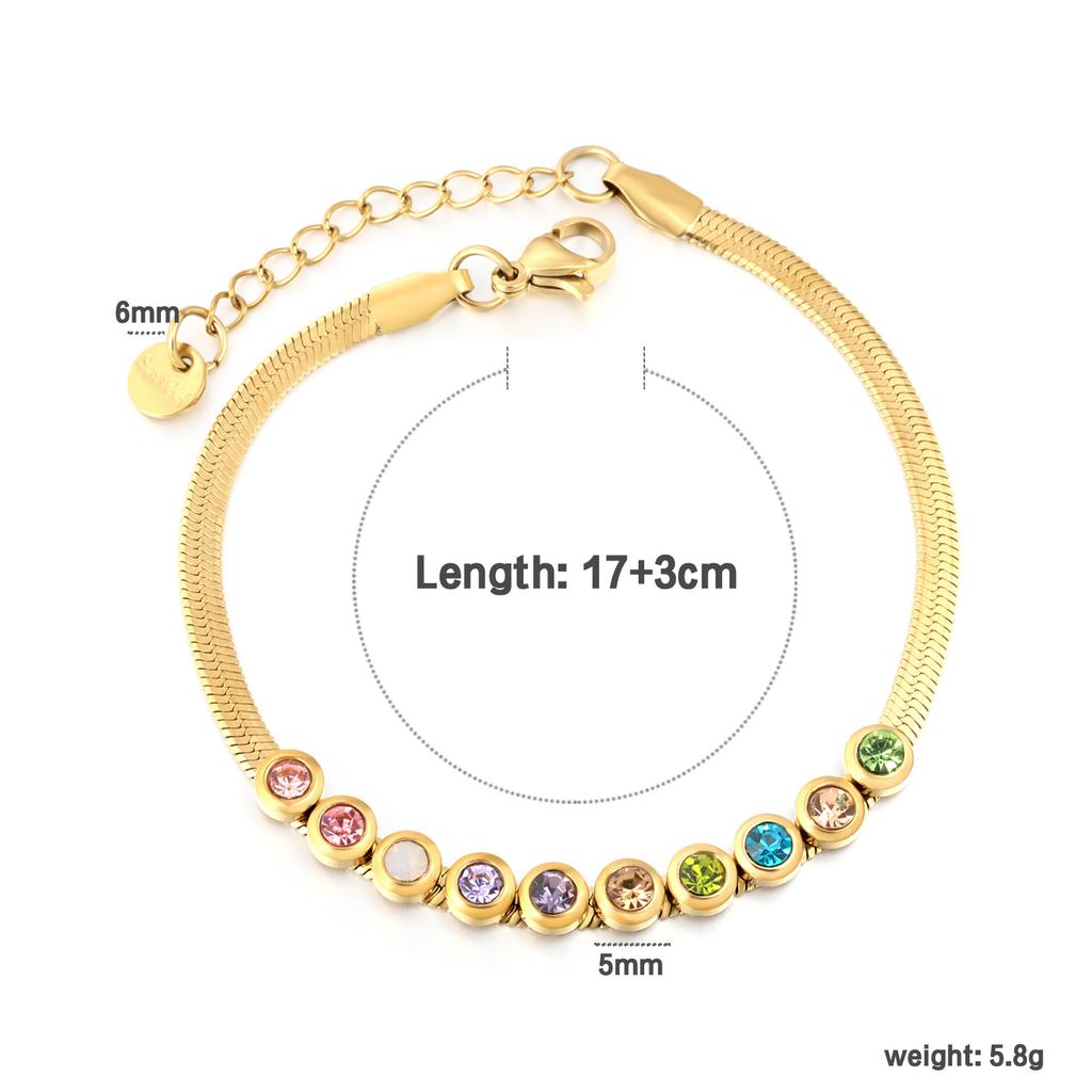 Jewelry Bracelet Blade Chain Sticky Mixed Color Round Diamond Bracelet Light Luxury Design Chain Stainless Steel Gold-plated Jewelry Women