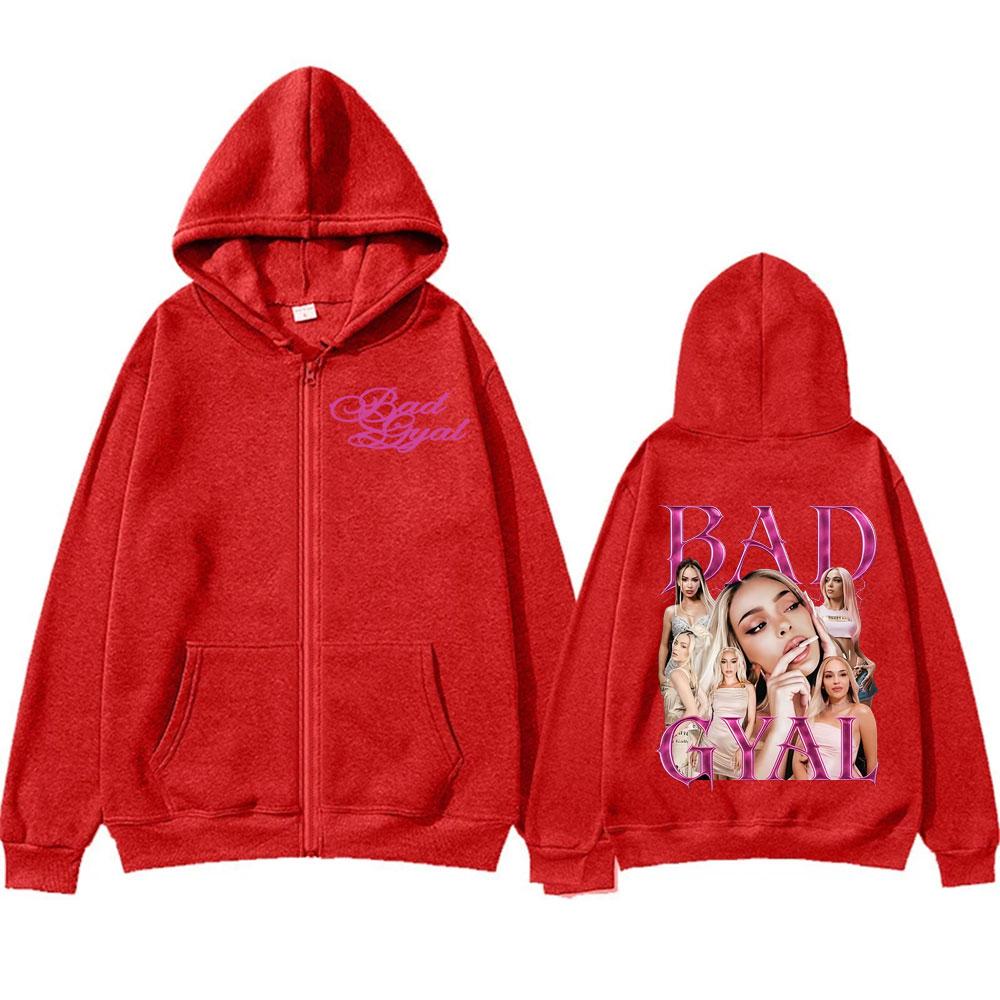 Zpěvák Bad Gyal Vintage 90s Grafické Mikiny na Zip Muži Ženy Harajuku Módní Estetická Mikina Bunda Pohodlné Mikiny na Zip