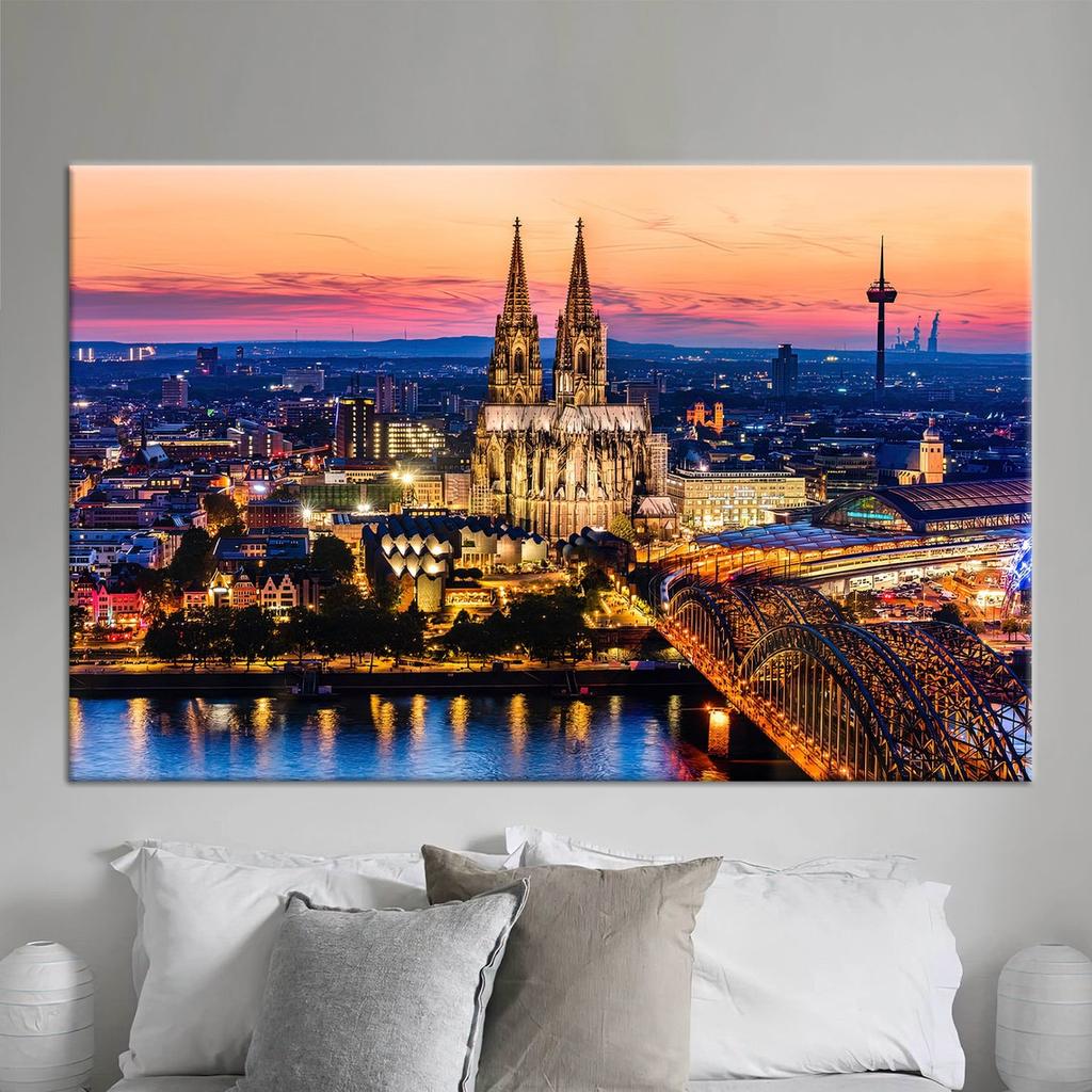 Famous City Night Landscape Poster Louvre Museum Rome Colosseum Jerusalem Sunset Wall Picture Print Home Decor Canvas Painting