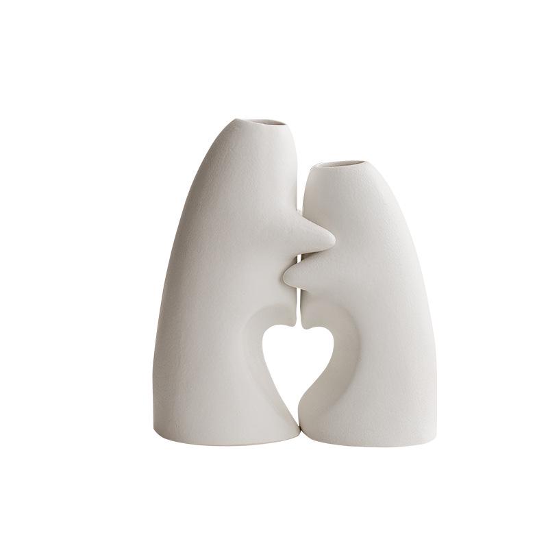 Wabi-Sabi Ceramic Vase Pair: Elegant Art Decor for TV Cabinet & Living Room