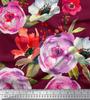 Soimoi Japan Crepe Satin Fabric Leaves,Poppy & Peony Flower Decor Fabric Printed Metre 42 Inch
