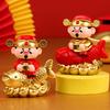 Solar God of Wealth Figurine Golden Red Carp Auto Nodding Fortune God Statue Chinese New Year Spring Festival Desktop Decoration