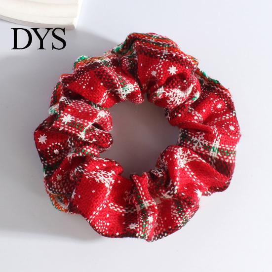 Knitted Elastic Hair Ties 2Pcs Christmas Plaid Scrunchies with Snowflake Patterns for Women Girls, Soft Versatile Bands Holiday Hairstyles,