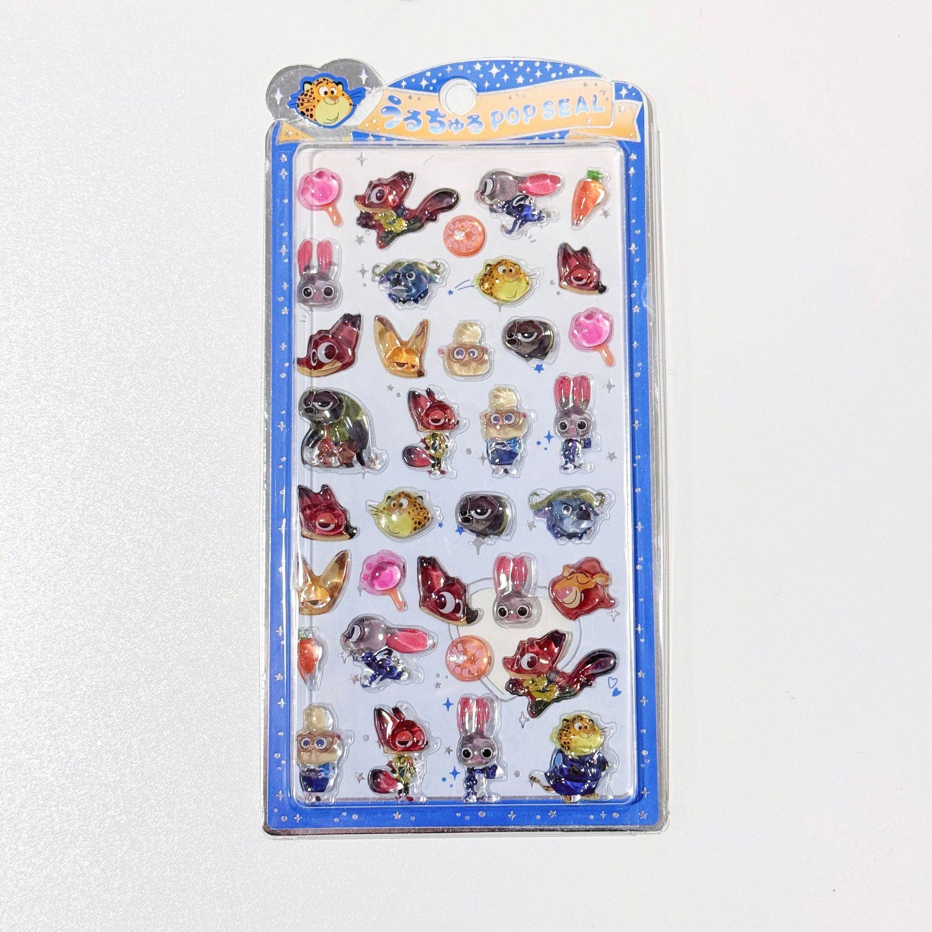 2-4 Pcs Zootopia 3D Cartoon Relief Stickers Glitter Gem Resin Decorative Toy Phone Case Notebook Diary Diy Craft Art
