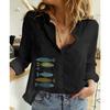 Spring and Autumn Ya Ma Xun, Women's Casual Loose Long Sleeve Linen Shirt Large Size Women's Clothing
