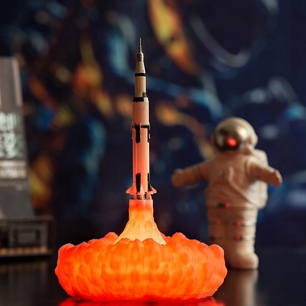 Rocket Night Lamp For Children's Bedroom Standing Space Usb