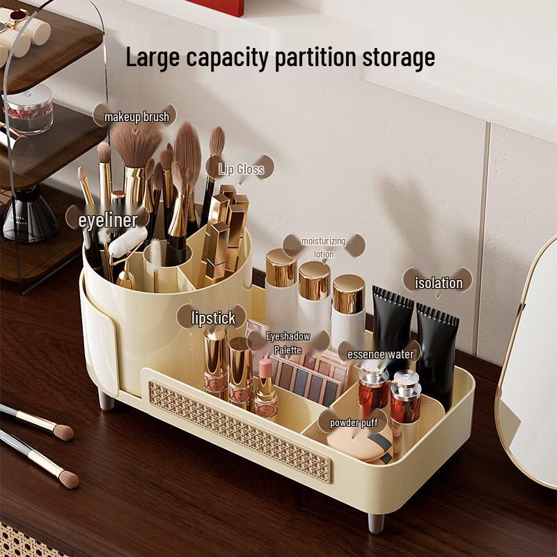 Schreibtisch-Drehbare Rattan-Kosmetik-Aufbewahrungsbox