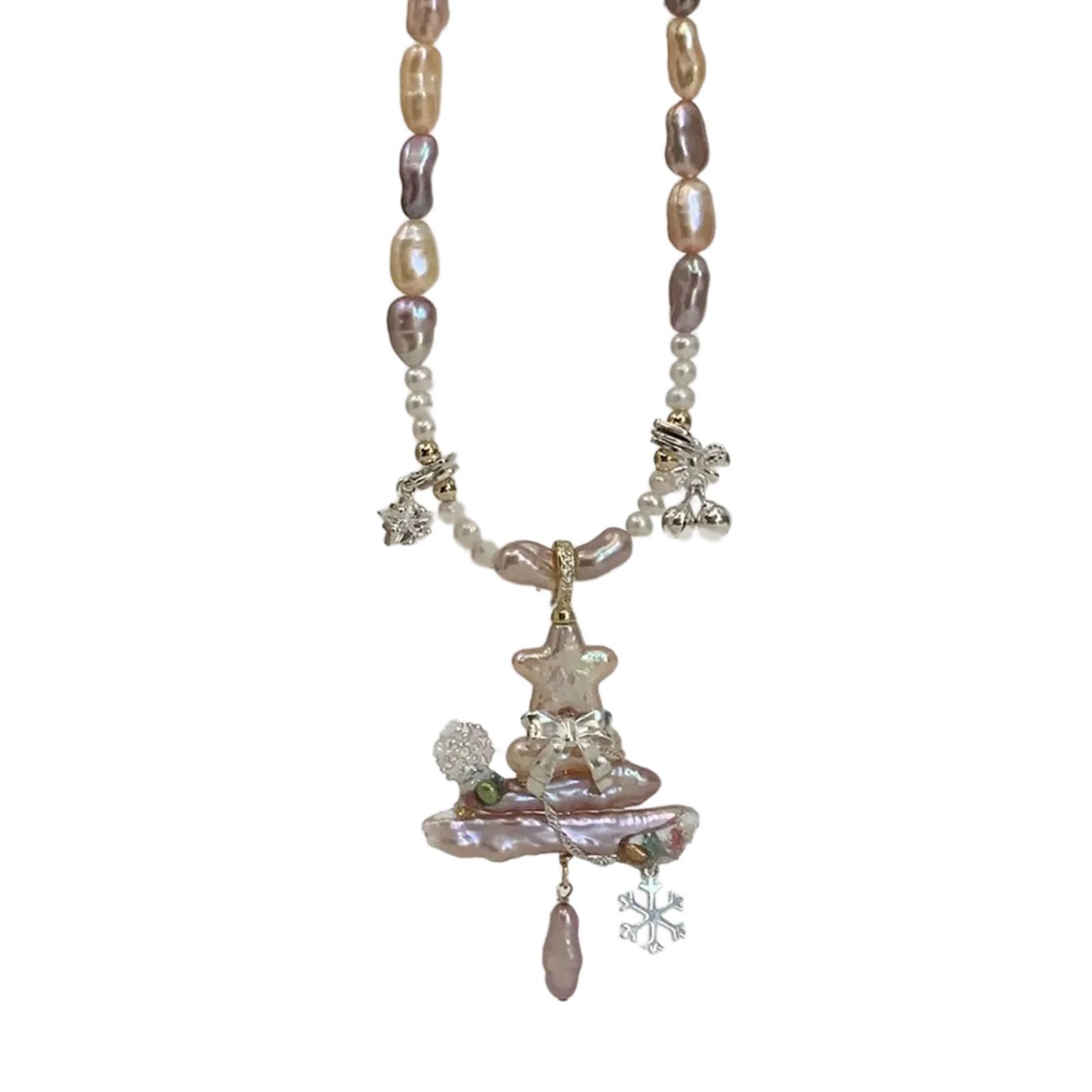 

Delicate Imitation Pearls Christmas Tree Necklace Stylish Neck Chain Festive Jewelry Gift For Special Occasion 1