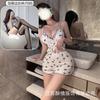 Crispy Cherry Floral Can Be Worn Outside, Sexy Suit, Free Suspender V-neck Plus Chest Pad Pajamas, Comfortable Home