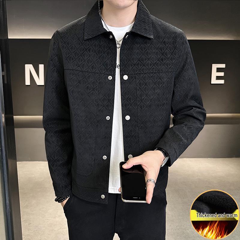 

Douyin Men s Slim Fit Deerskin Velvet Lapel Jacket - Warm and Casual XXL (130-145 lbs)