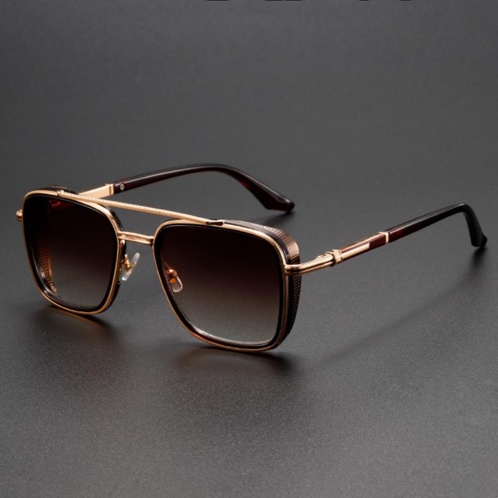 KLASSNUM Vintage Square Sunglasses for Man Fashion Brand Luxury Design Metal Frame Sun Glasses Men Sun Shade UV400 Sunglass