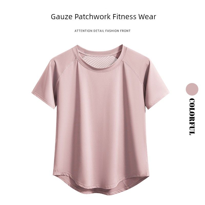 

Профессиональные спортивные топы Женские больших размеров для полных девушек Быстросохнущие для йоги с коротким рукавом Профессиональные для бега Свободные Тонкие для тренировок Топы Pink Short Sleeve 4XL