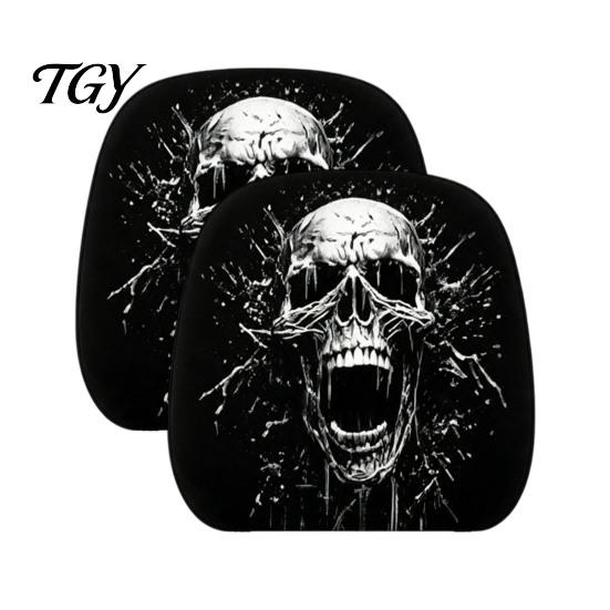 Breathable Car Interior Accessories 2Pcs Halloween Headrest Covers, Creepy Ghost Face Seat Universal Fit Protector, Auto Decor for SUV Truck