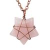Hand-Wound Retro Natural Crystal Agate Pentagram, Amethyst Star Necklace N582