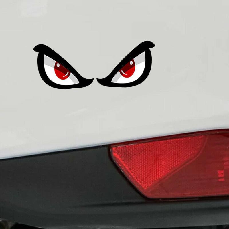 3D Angry Red Eyes Modeling Car Sticker Car Decorative Accessories Sunscreen Waterproof Sticker Motorbike Helmet Reflective Decal