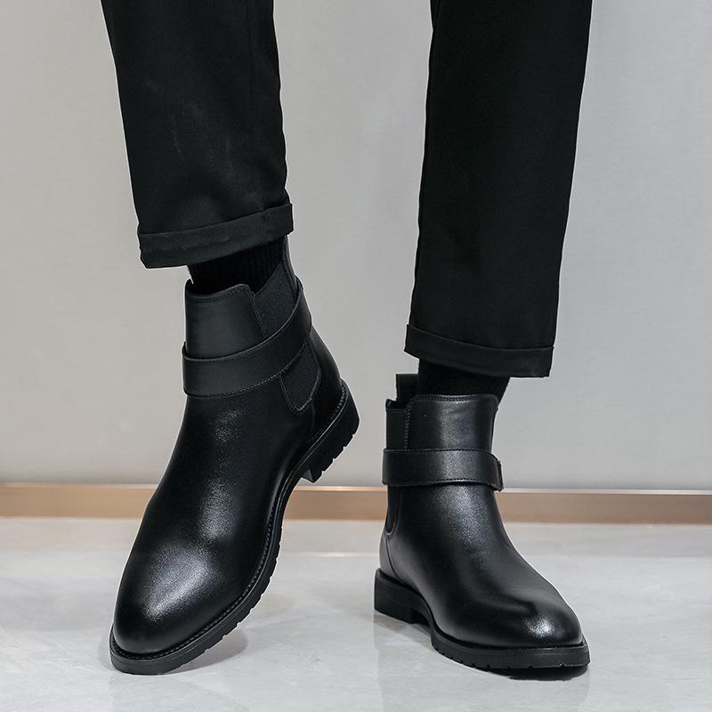 Herren British Style Leder Slipper Stiefel - Große Größe 46, Business Casual, Herbst/Winter Mode