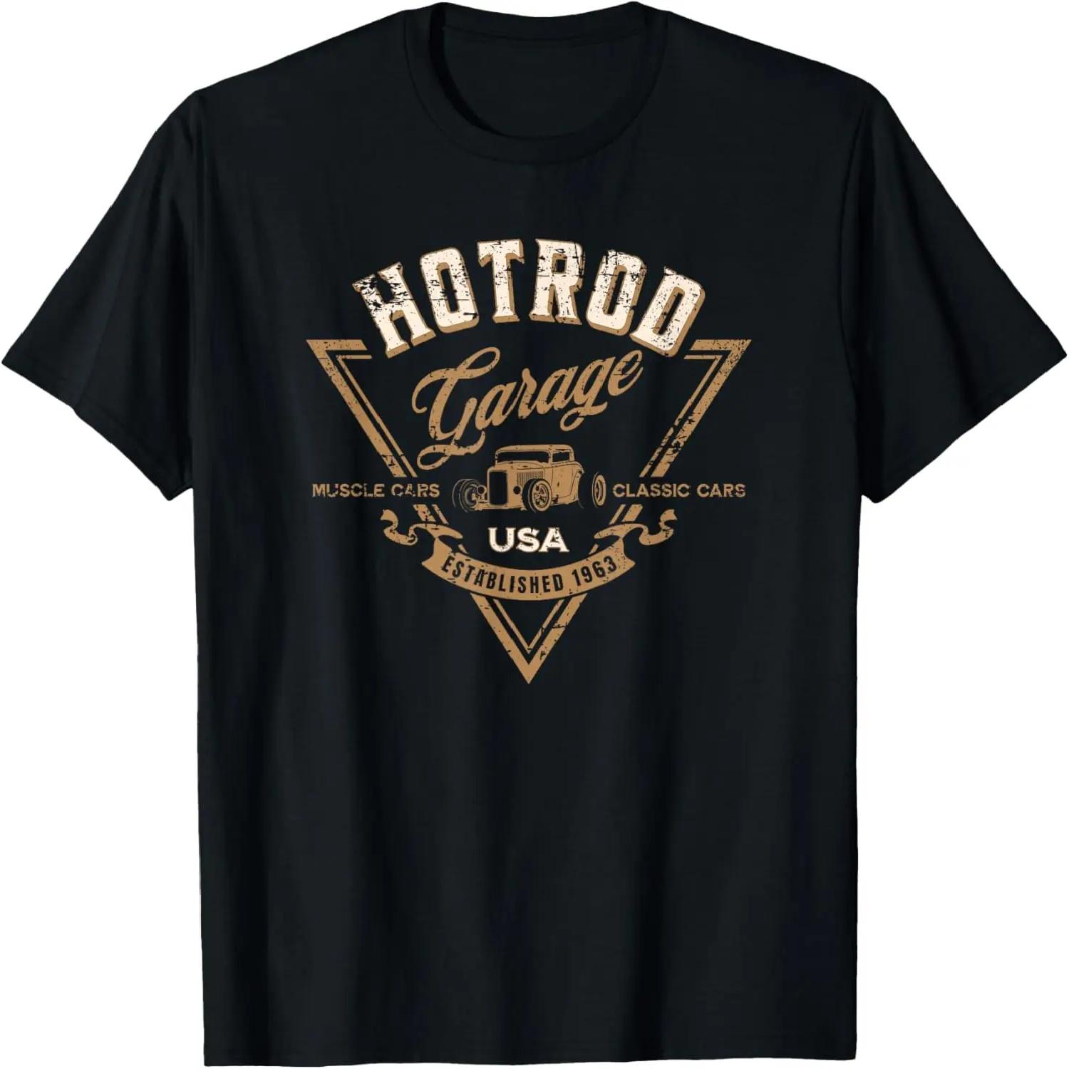 Hotrod Garage USA Classic Car Hotrod Distressed Design T-Shirt S