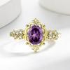 Southeast Asian Style Inlaid Purple Crystal Cubic Zirconia Copper Ring Exquisite Delicate Finger Ring for Women Fashion Jewelry