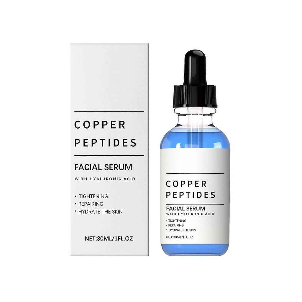 Siero Viso con Peptidi di Rame - Siero Viso Anti-Aging con GHK-Cu e Acido Ialuronico per Ridurre Linee Sottili e Migliorare l'Elasticità della Pelle, Rassodante, Riparatore, Lenitivo