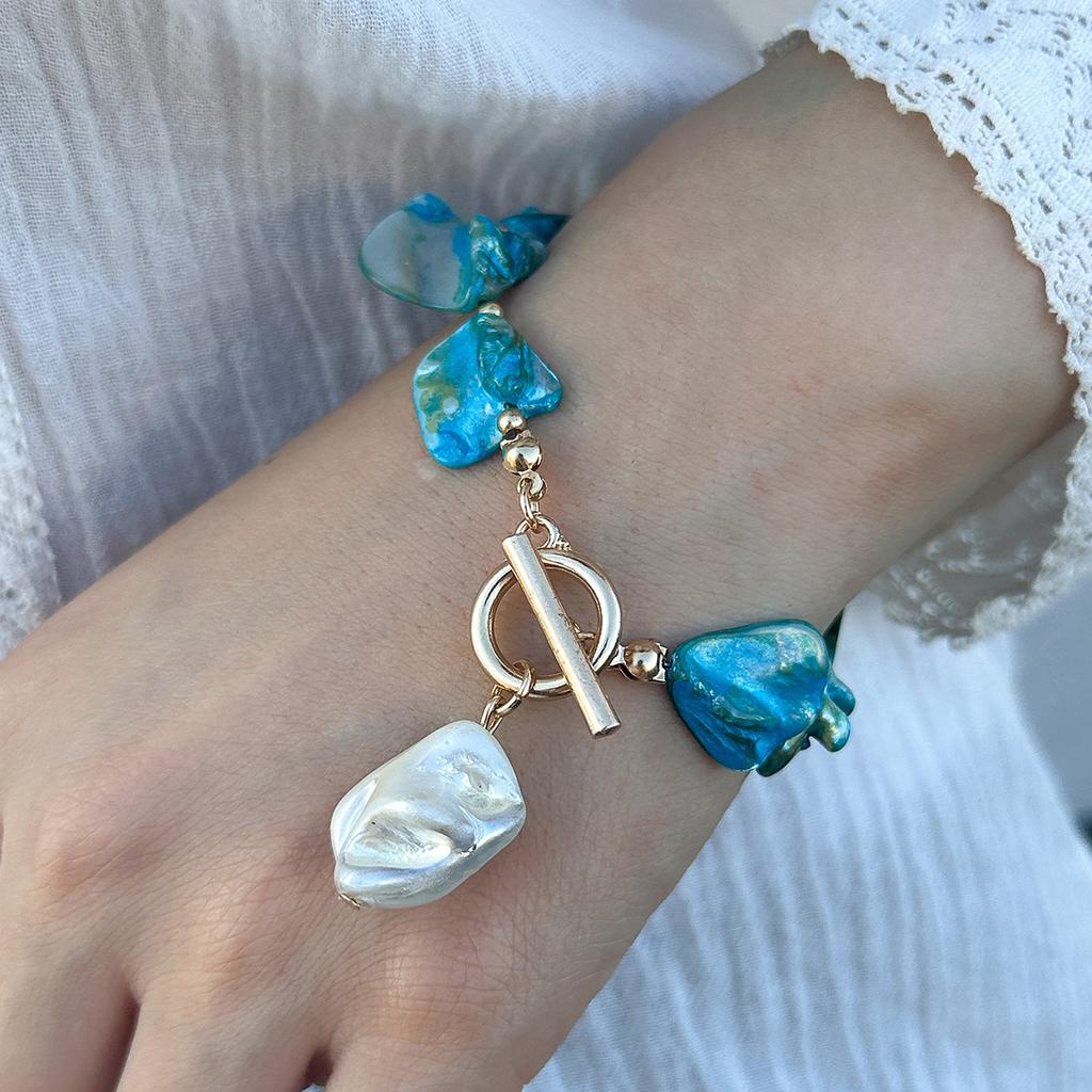 Retro Starfish White Shell Conch Pendant Necklace Women Simple Creative Colorful Stones Hand Woven beach Jewelry Girls