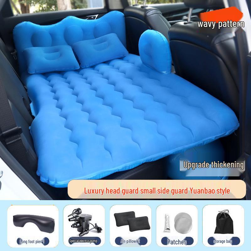 Universal Inflatable Car Mattress - Portable Folding Flocked Bed for Back Seat, SUV, and Sedan Trunk